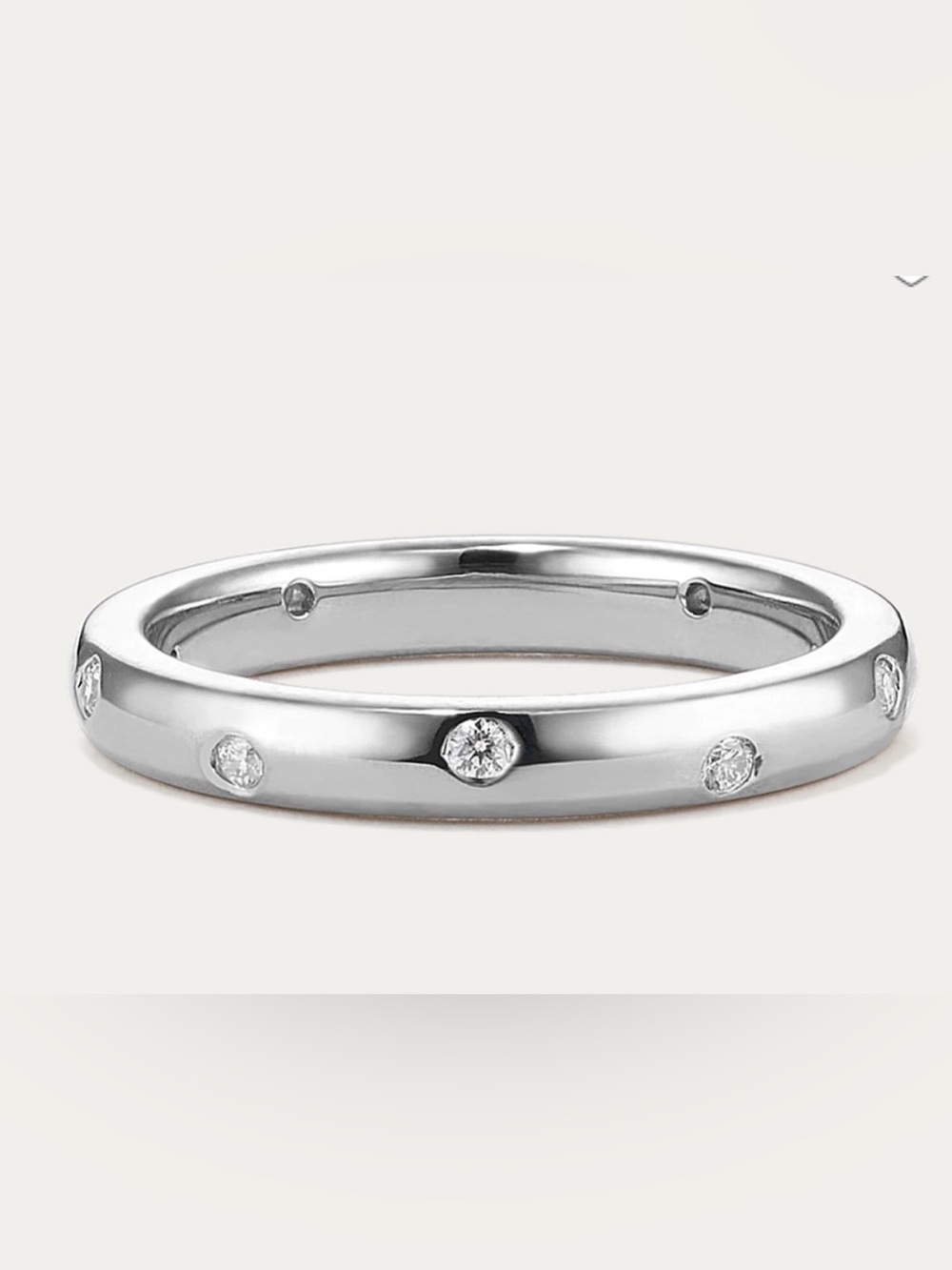 💍Sterling Silver Flush Set Diamond Stackable Ring, Sz 7